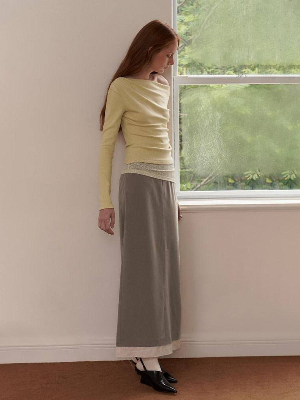 someonesometimes Faux Cashmere Slim Fit Asymmetrical Slant Neck Women Knit Pullover Sweaters