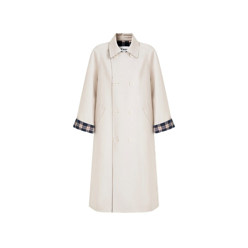 fano_Light_Cotton_Blend_Single_Breasted_Loose_Fit_Women_Beige_Plaid_Trench_Coats_MISSTT