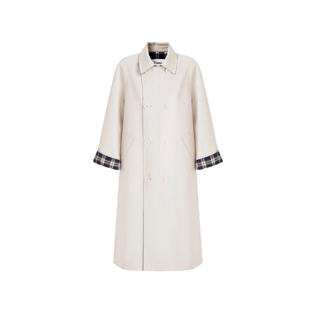 fano_Light_Cotton_Blend_Single_Breasted_Loose_Fit_Women_Beige_Plaid_Trench_Coats_MISSTT
