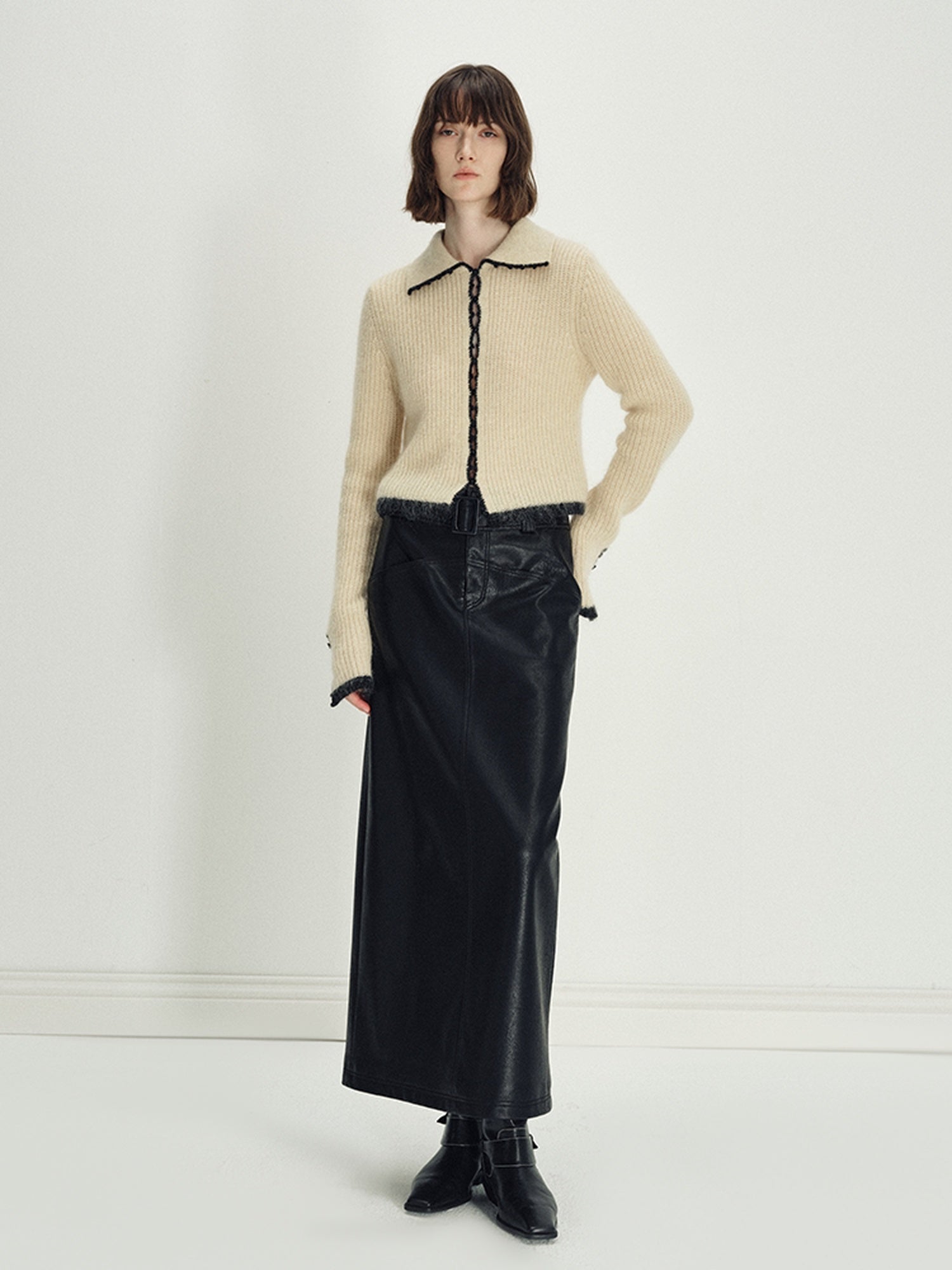 someonesometimes Soft Mohair Wool Blend Slim Short Lapel Buttoned Women Knitwear Cardigans