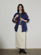 Lofi choose Breathable Lyocell Blend Pleated Loose Commuter Elastic Waist Maxi Skirts