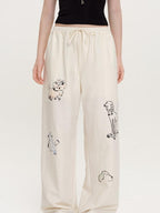 fano Lightweight Nylon Blend Korean Commuter Wide Leg Waist Zip Fly Sweatpants