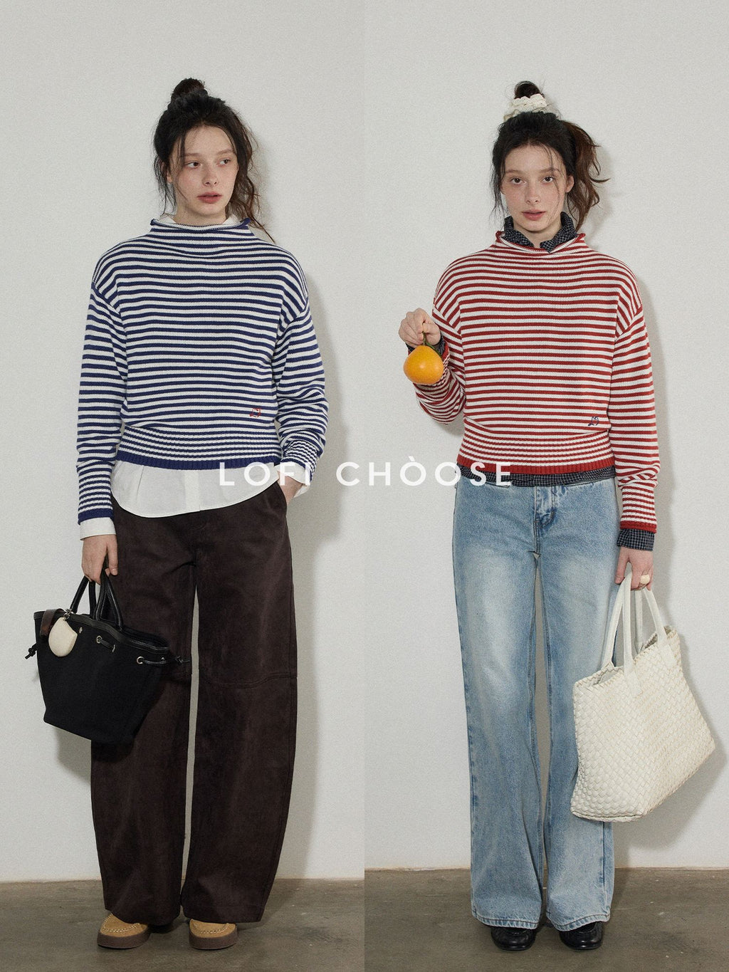 Lofi choose Acrylic Cotton Soft Striped Loose Fit Pullover Commuter Style Women Sweaters