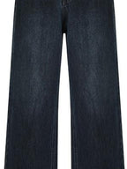 fano Washed Minimal Loose Natural Waist Raw Denim Youth Nonstretch Straight Leg Jeans