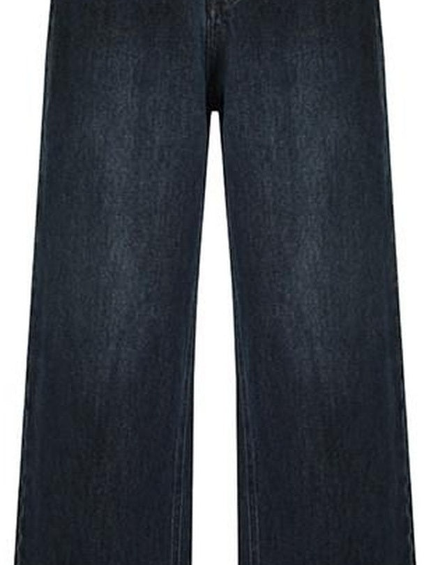 fano Washed Minimal Loose Natural Waist Raw Denim Youth Nonstretch Straight Leg Jeans