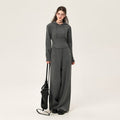 ikyou_Ribbed_Grey_Cropped_Hood_Pullover_Commuter_Polyester_Women_Top_&_Pants_Sets_MISSTT