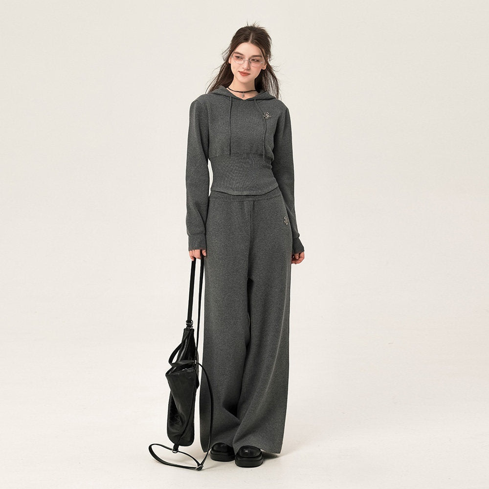 ikyou_Ribbed_Grey_Cropped_Hood_Pullover_Commuter_Polyester_Women_Top_&_Pants_Sets_MISSTT