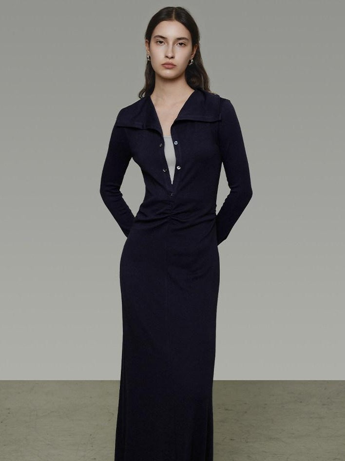 unspoken Breathable Modal Faux Twopiece Slim A Line V-neck Commuter Maxi Dresses