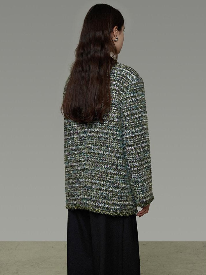 unspoken Lambswool Blend Structured Commuter Round Neck Relaxed Green Wool Coats