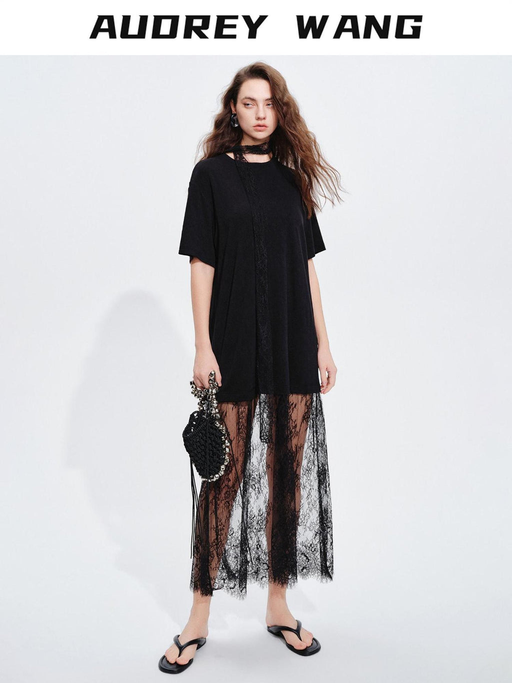 audreyyang Stretchy Polyester Blend Patchwork H Silhouette Casual Women Midi Dresses