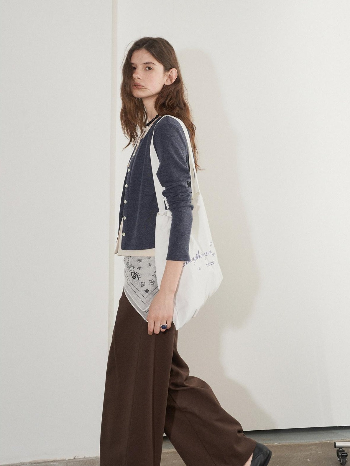 Lofi choose Two Tone Button Front Loose Fit Commuter Round Neck Women Knitwear Cardigans