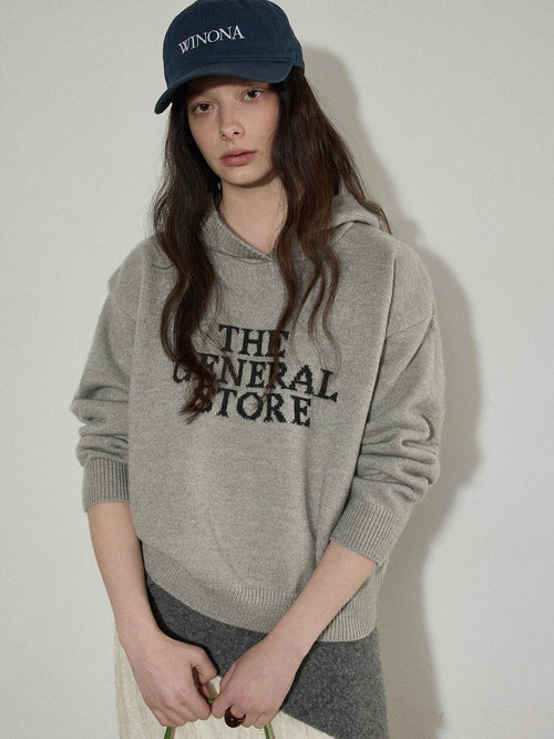 Lofi choose Cozy Knit Colorblock Letter Pullover Commuter Oversized Women Long Sleeve Hoodie