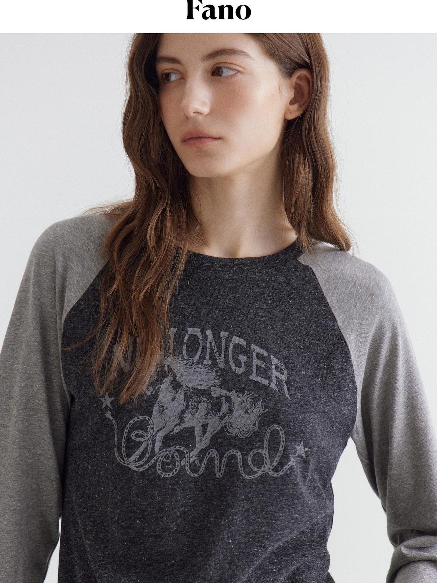 fano Soft Polyester Cotton Printed Raglan Neck Women Office Long Sleeve Crop Tops