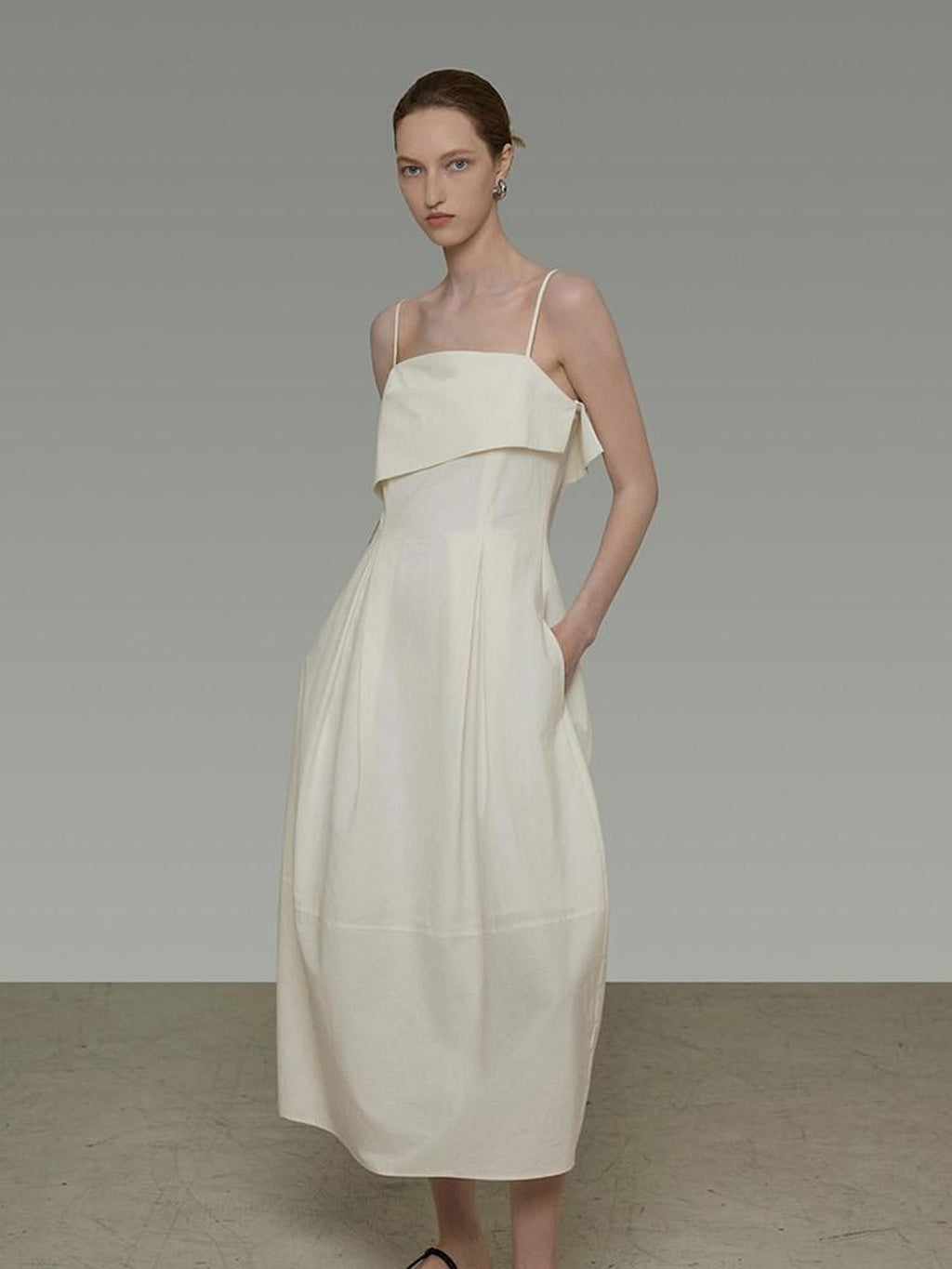 unspoken Soft Cotton High Waist A Line Irregular Hem Minimalist Workwear Maxi Dresses