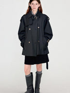 fano Double Breasted Mid Length Loose Fit Korean Commuter Women Classic Trench Coats