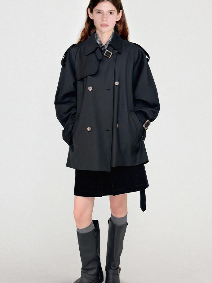 fano Double Breasted Mid Length Loose Fit Korean Commuter Women Classic Trench Coats