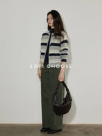 Lofi choose Soft Wool Blend Commuter Loose Fit Colorblock Zip Knit For Women Cardigans