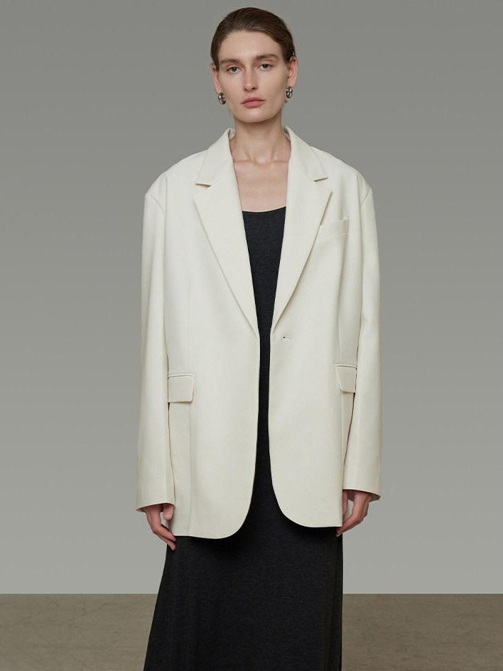 unspoken Warm Minimalist Oversized Ribbon Tie Lapel Long Sleeve Women Blazers