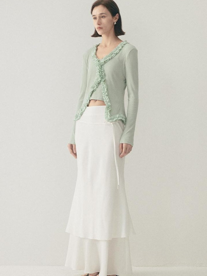 someone sometimes Soft Modal Tencel Minimal Office Double Fishtail Low Waist Women Maxi Skirts