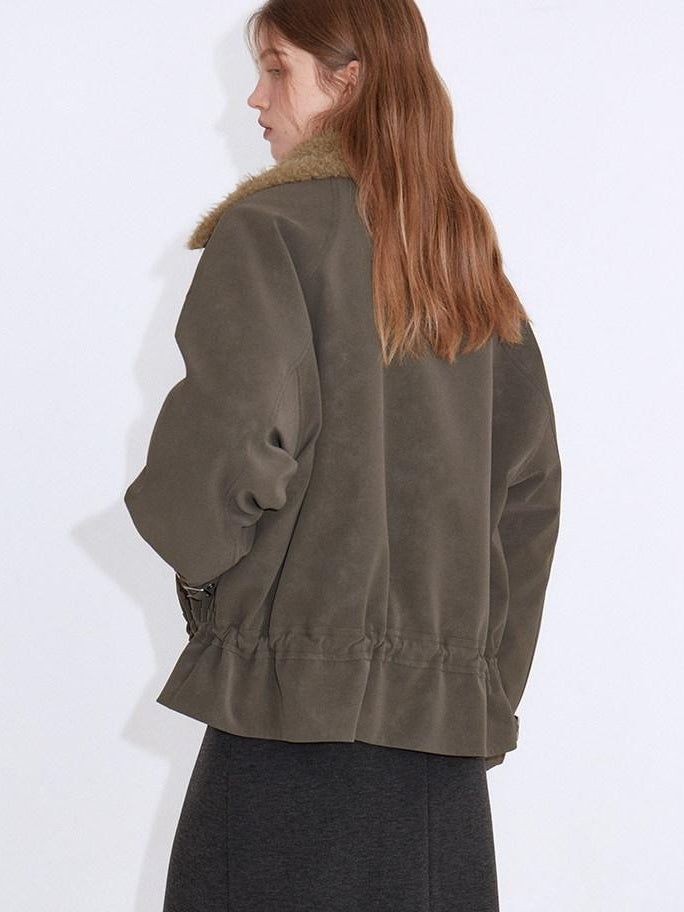 fano Insulated Korean Commuter Loose Stand Collar Grey Brown Puffer Jackets