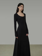 unspoken Waist Defining Knit Hline Minimalist Commuter Long Sleeve Maxi Dresses