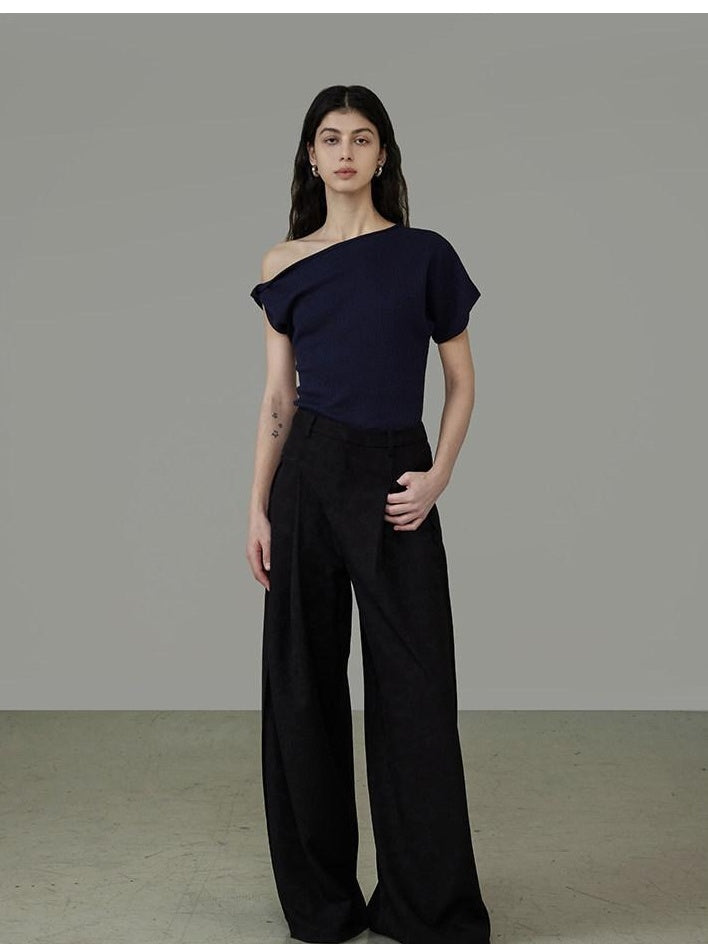 unspoken Cooling Asymmetric Slim Work Women One Shoulder Cropped Off Shoulder Crop Tops
