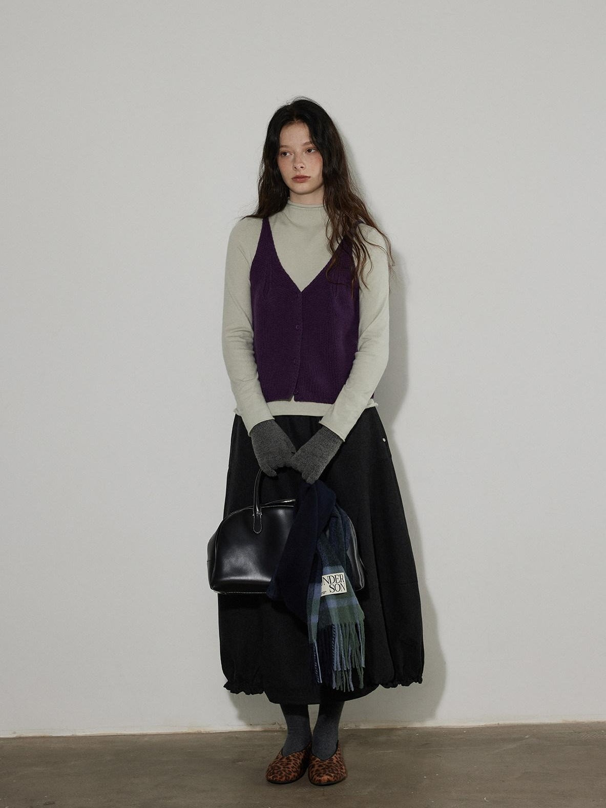 Lofi choose Cozy Modal Wool Blend Polka Dot Turtleneck Loose Fit Women Office Knit Sweaters