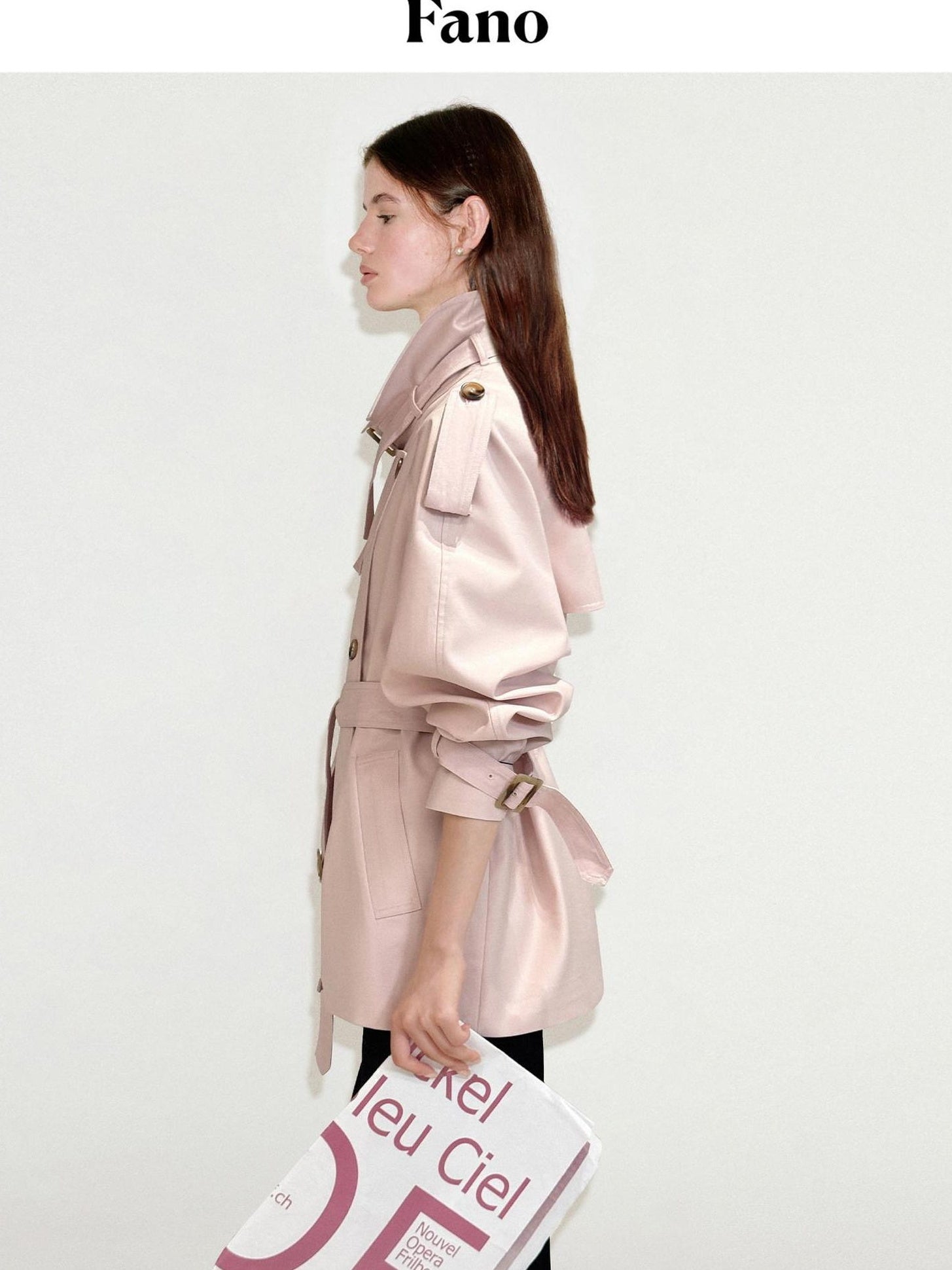 fano Soft Viscose Blend Striped Pink Oversized Casual Round Neck Girls Trench Coats