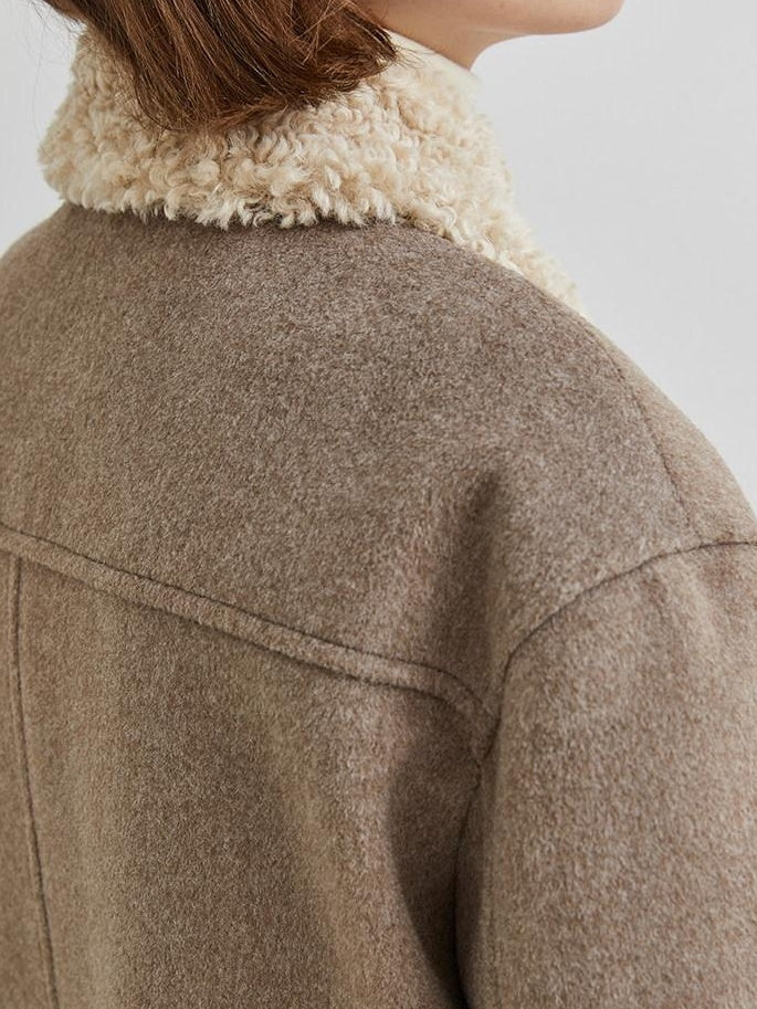 fano Warm Thick Mid Length Stand Collar Straight Commuter Young Women Wool Coats