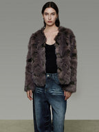 unspoken Warm Minimal No Collar Mocha Brown Women Commuter Polyester Short Coat
