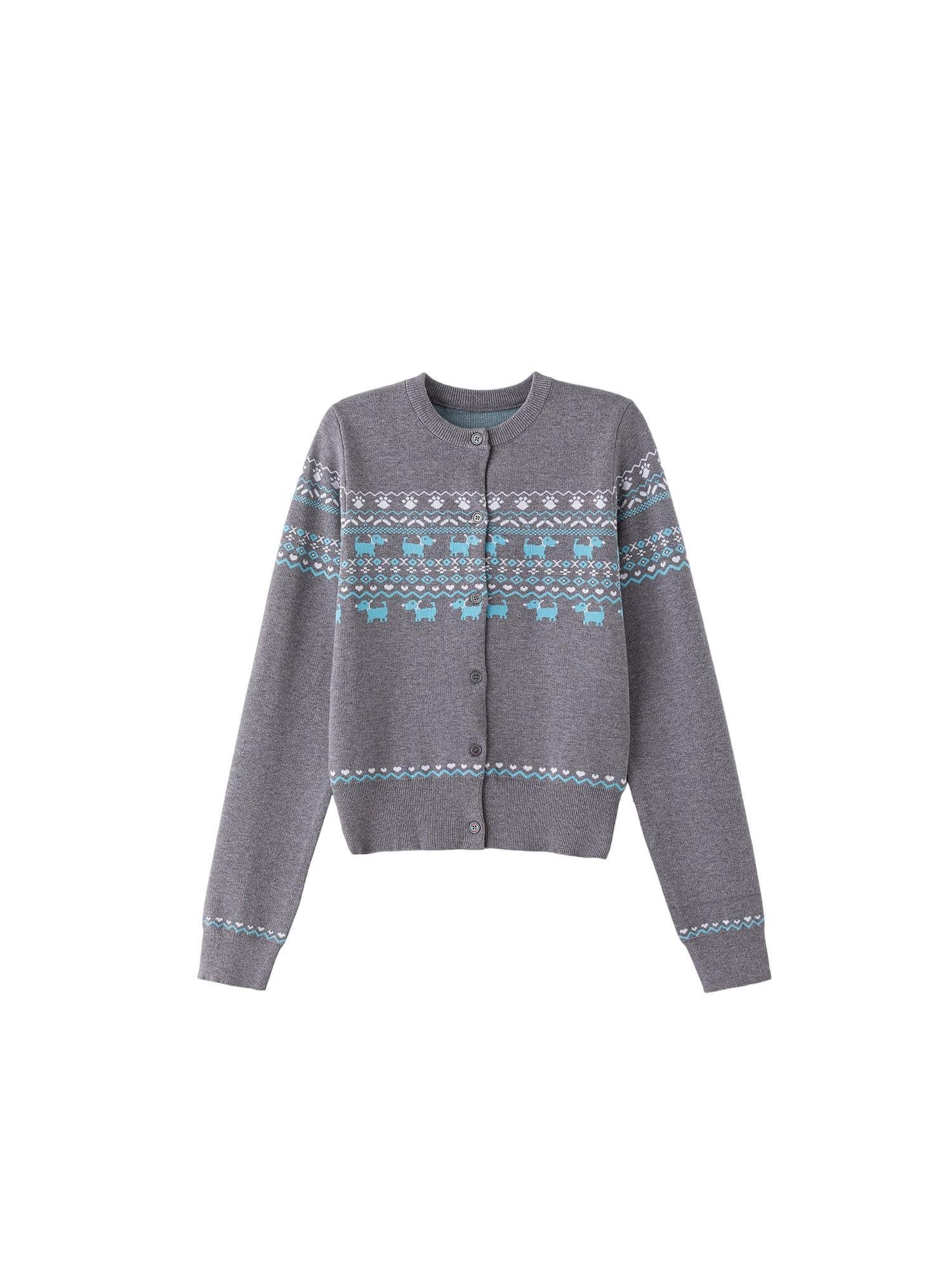 ikyou Lightweight Warmth Loose Knit Commuter Women Grey Cute Animal Cardigans