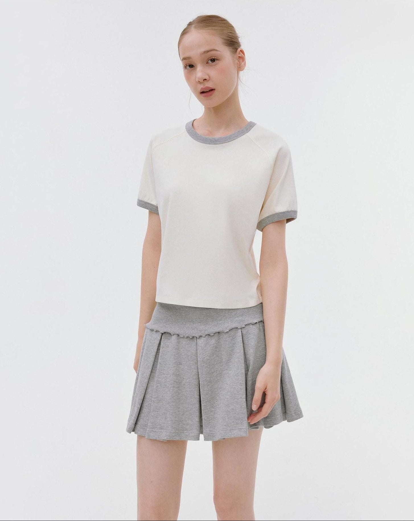 fano Quick Dry Cotton Stretch Loose Korean Crewneck Off White Short Sleeve T-Shirts