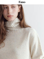 fano Cozy 100% Wool Turtleneck Casual Regular Fit Young Women Pullover Sweaters