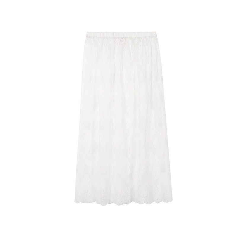 audreyyang_Lace_Trim_Cotton_Loose_Aline_Skirt_Short_Sleeve_Casual_Women_Top_&_Skirt_Sets_MISSTT