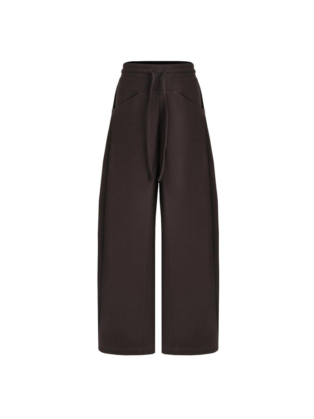 unspoken Breathable Cotton High Waist Tie Waist Minimalist Women Brown Wide Leg Pants