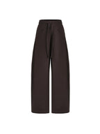 unspoken Breathable Cotton High Waist Tie Waist Minimalist Women Brown Wide Leg Pants