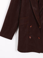audreyyang Distressed Washed Pu Relaxed Midlength Blazer Collar Vintage Red Leather Jackets