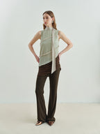 someonesometimes Versatile Viscose Blend Slim Lettuce Edge Camisole Cardamom Green Tank Tops