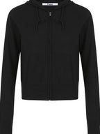 fano Cozy Wool Blend Zip Up Loose Fit Casual Long Sleeve Black Women Hoodie