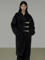 unspoken Warm Thick Long Single Breasted Black Loose Fit Minimalist Office Wool Coats