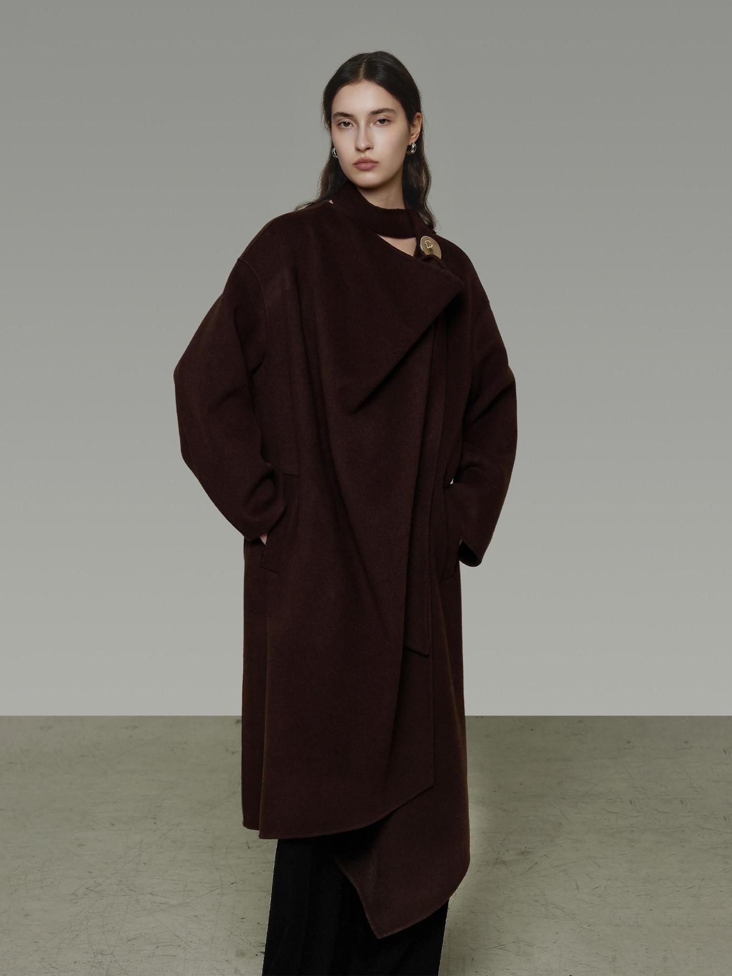 unspoken 100 Percent Sheep Wool Mid Length Relaxed Minimalist Workwear Wool Coats