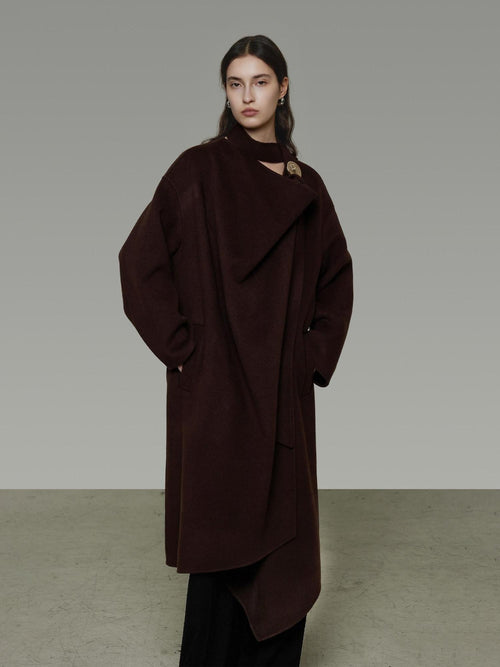 unspoken 100 Percent Sheep Wool Mid Length Relaxed Minimalist Workwear Wool Coats