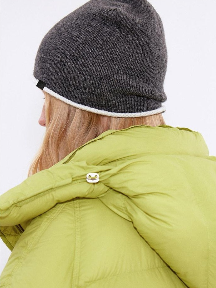 fano Cozy Wool Minimalist Knit Round Top Unisex Everyday Dark Gray Beanies