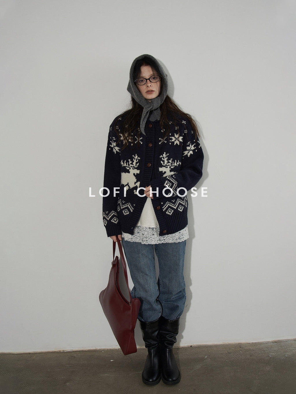 Lofi choose Cozy Soft Knit Office Relaxed Colorblock Women Navy Button Cardigans