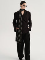 audreyyang Crossover Waist Office Relaxed Fit Women Double Breasted Black Blazers