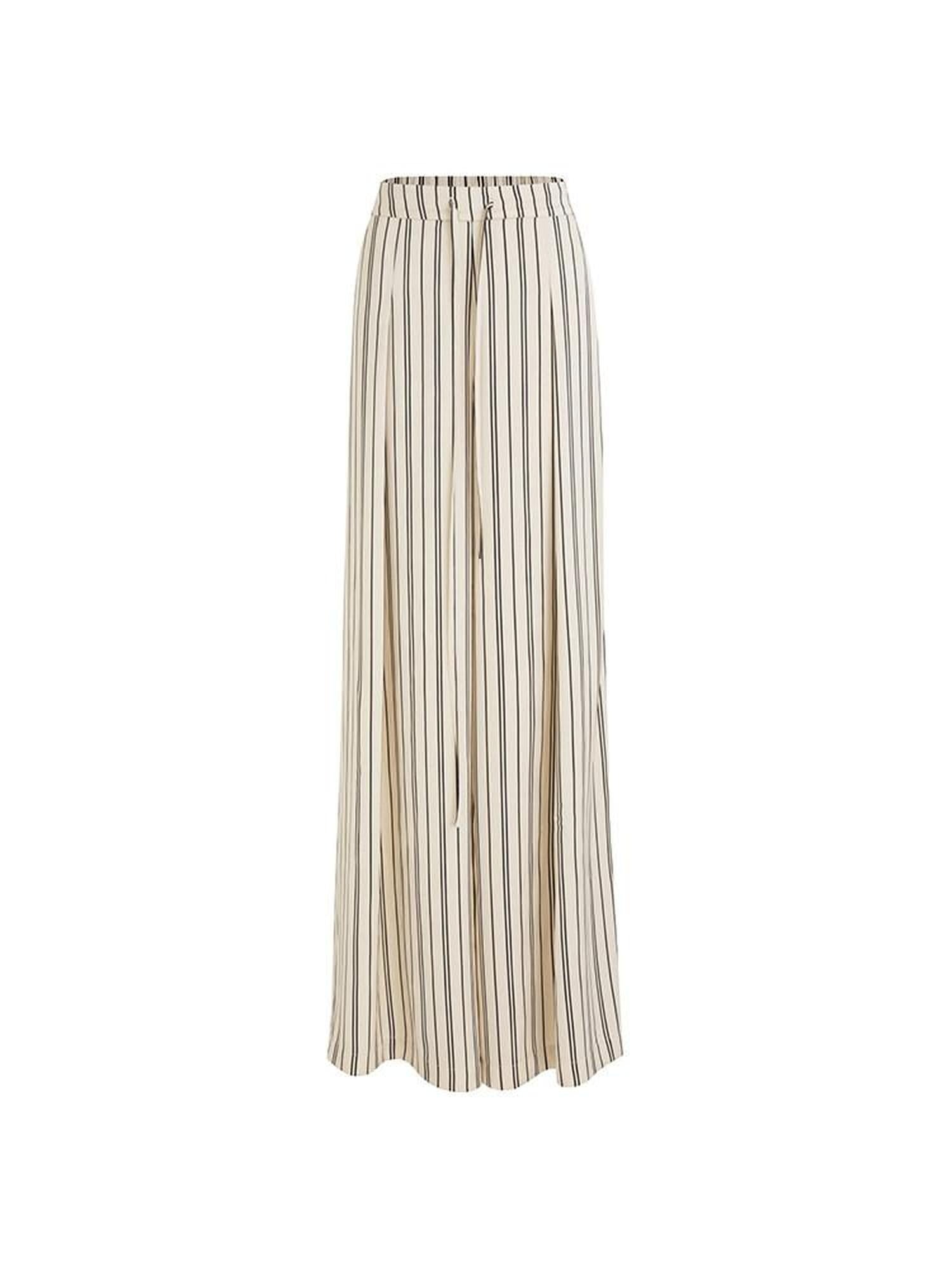 unspoken Minimalist High Waist Elastic Office Loose Striped Polyester Wide Leg Pants