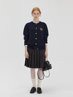 fano Wool Blend Straight Fit Office Crew Neck Button Front Knit Cardigans