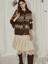 Lofi choose High Waist Vintage Pleated A Line Girly Office Apricot Polyester Midi Skirts