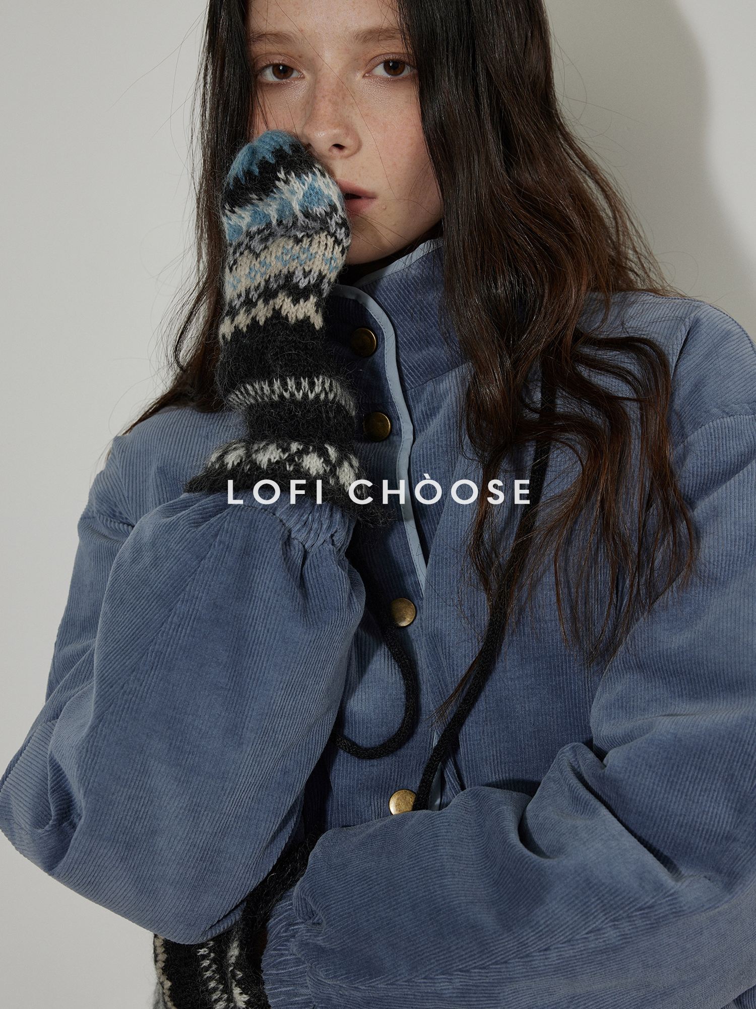 Lofi choose 90 Percent White Duck Down Commuter Loose Stand Collar Haze Blue Down Jackets