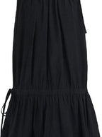 fano Black Sleeveless Aline Neck Natural Waist Cotton Blend Commuter Midi Dresses
